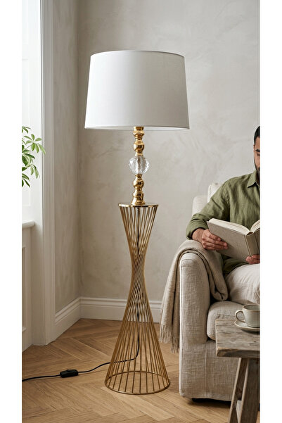 Decodelight Gold Burgu Model Kristal Taşlı Metal Ayaklı Pileli, Hazeran ve Ku...