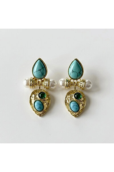 h&b design jewel أقراط من الفولاذ بحجر الفيروز