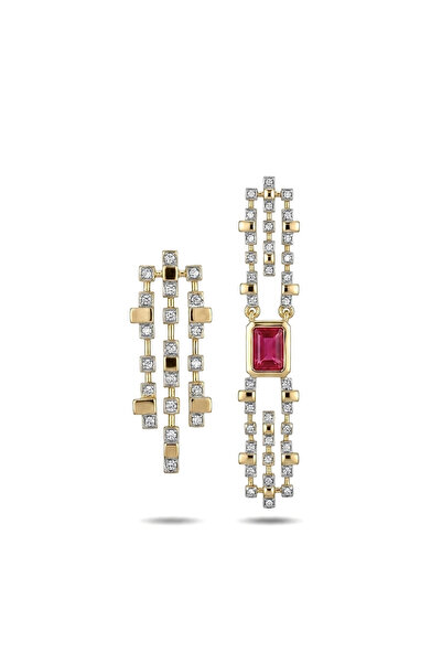 h&b design jewel أقراط بتصميم حجر الراين الوردي الفولاذي