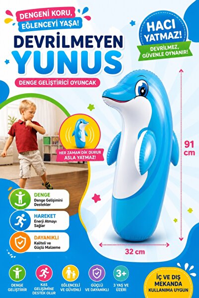 Oyuncak Fabrikası Yunus Şişme Hacı Yatmaz 91 cm Dev Boy | Şişme Çocuk Boks Oy...