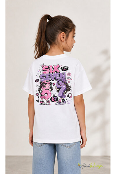 MiniHouse 67 SIX SEVEN K-POP T-shirt sa prednjim i zadnjim printom, veće veli...