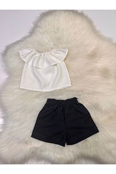 Moda Lina Baby Girl's 2-Piece Set: Madonna Collar White Blouse & Solid Color ...