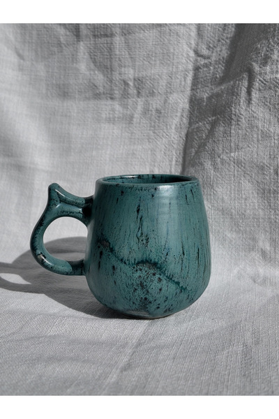 Sisu ceramic El Yapımı Turkuaz Efektli Seramik Kupa