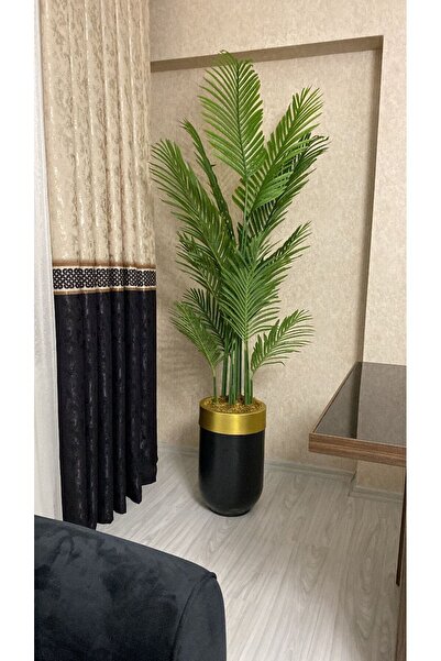 Adayapaycicek Yapay Çiçek Uygula 210 Cm 18 Yaprak Metal Saksıda Yapay Ağaç Kö...