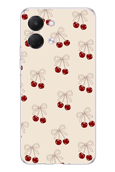 TechTree Tecno Spark GO 3 Uyumlu Fiyonklu Kirazlar Baskılı Silikon Kılıf