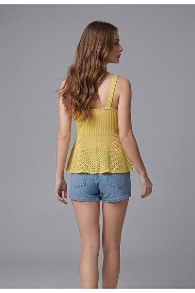 Loopa Women's Stretchy Ribbed Knit Strap Blouse