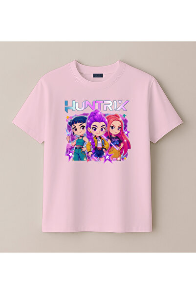 Kpop Demon Hunters Hunterix Printed Girl T-Shirt 4-13 Years - Huntr/X