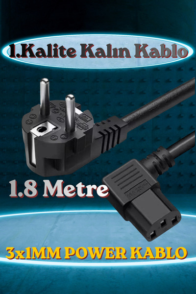 Rabelix Online Marketing Power Kablosu Kasa Monitör Kablosu Pover Kablo 1.8 M...