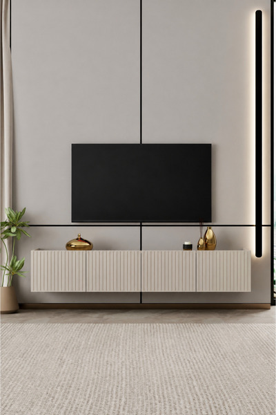 moldesan Capella TV Ünitesi MDF 4 kapaklı 160 cm duvara monte