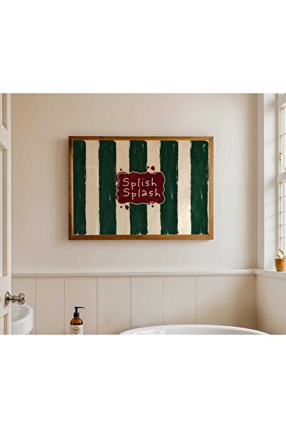 NinaStore "Splish Splash" Yazılı Baskı - Yatay Komik Tipografi Banyo Duvar Sa...