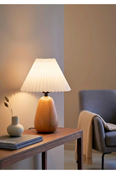 HOMİNG Clove Ahşap Abajur Pileli 242712