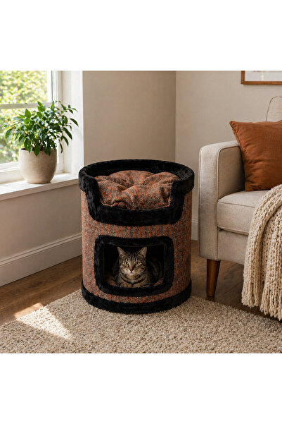Meşe Home Miyusa 2 Katlı Kedi Evi – Modern, Konforlu ve Şık Kedi Yuvası