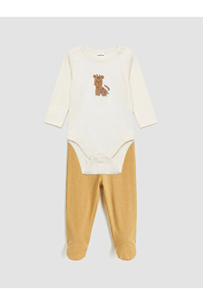 LC Waikiki Embroidered Baby Boys' Snap Bodysuit and Trousers