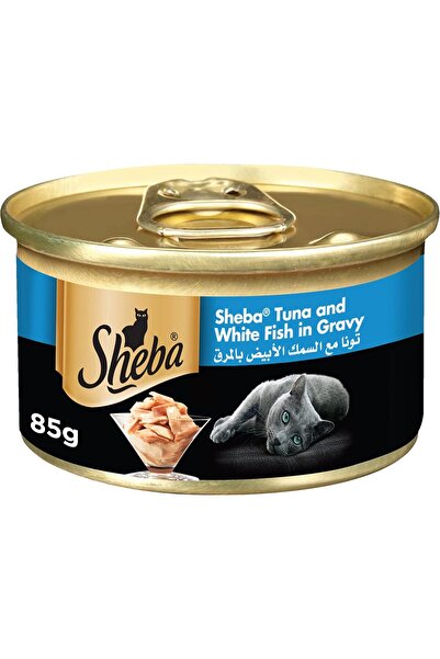SHEBA طعام القطط الرطب المعلب مع التونة والسمك الأبيض في المرق، مصنوع من مكون...