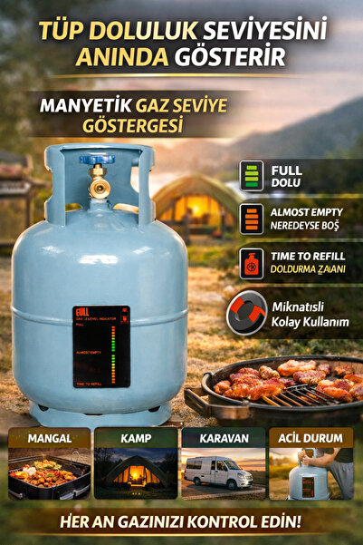 AYACO Manyetik Gaz Seviye Göstergesi LPG Tüp Ölçer Karavan Kamp Aksesuarı MKM...