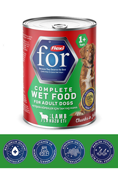FlexiFor Kuzu Etli Yetişkin Köpek Yaş Maması 400 gr - Kolajen Destekli