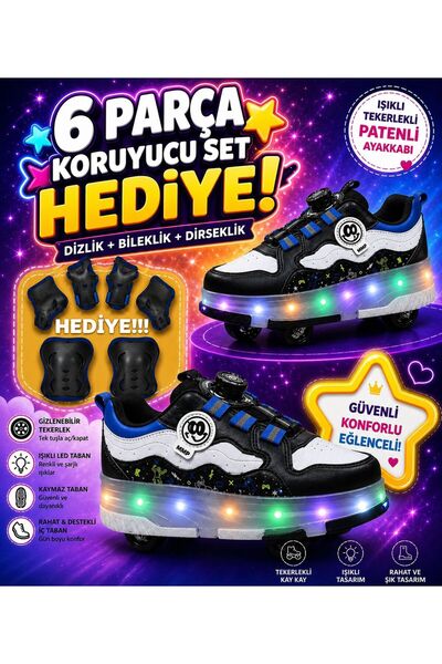 SOLERO Işıklı Tekerlekli Patenli Çocuk Ayakkabısı – LED, Gizlenebilir Tekerlek