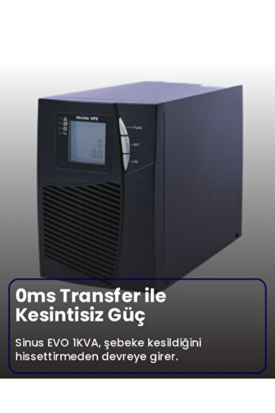 Sinus EVO 1KVA Online UPS Kesintisiz Güç Kaynağı LCD Ekran Sinüs Dalga