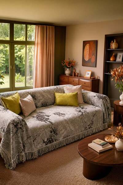 Cotto Home Pamuklu Kaymaz Koltuk Örtüsü 170X220cm - Gri Çok Amaçlı Örtü Pike ...