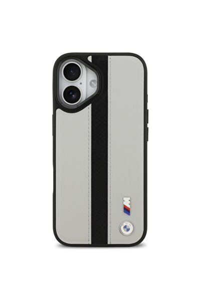 BMW Husă din piele perforată cu dungi MagSafe pentru iPhone 17 - Gri