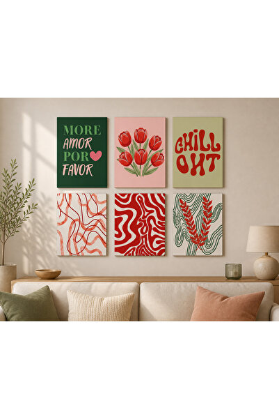 FTRMALZEMECİM 6’lı MDF Tablo Seti – Modern Dekoratif Duvar Tablosu – UV Baskı...