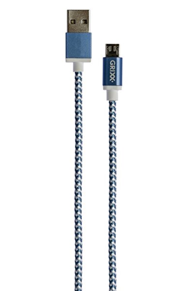 Grixx Καλώδιο δεδομένων - Micro USB σε USB, ενισχυμένο, μήκος 1μ - μπλε/λευκό