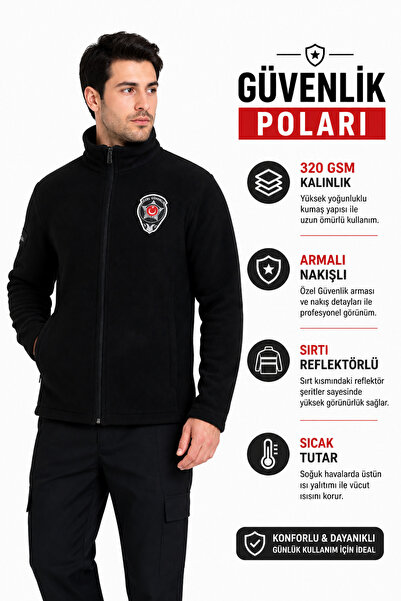 UMAY ÜNİFORMA Erkek Özel Güvenlik Poları Siyah Özel Güvenlik Polar Kadın Erke...