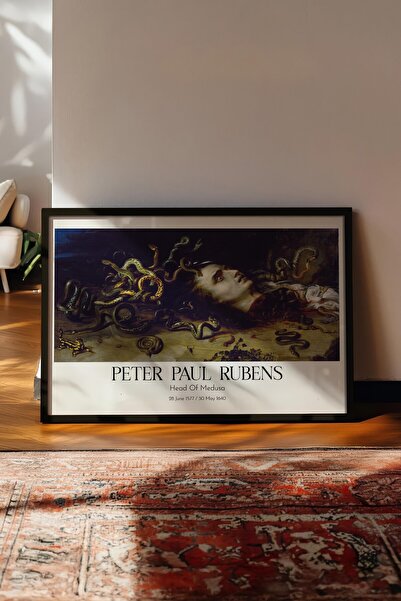 Postifull Peter Paul Rubens - Glava Meduze, slika u crnom okviru, umetnička s...