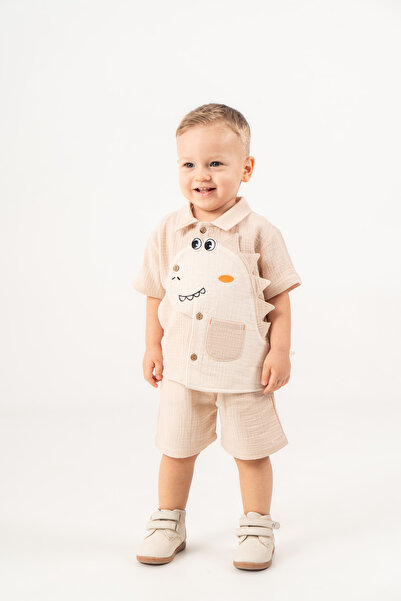 JNF kids Baby Boy Summer Dinosaur Figured Muslin Set