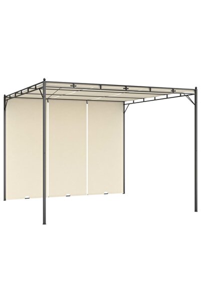 vidaxl FOISOR de grădină cu perdea laterală, crem, 3x3x2,25 m