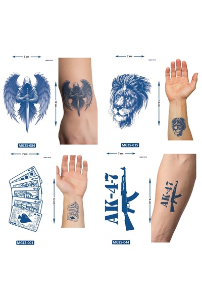 Airbrush Tattoo Küçük Boy 4 Adet Birden Yarı Kalıcı Geçici Dövme 1 Ay Kalıcı ...
