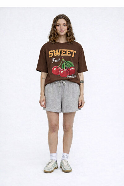 ZAVIXO Γυναικείο μπλουζάκι με στάμπα, oversized, 100% βαμβάκι |   Άνετο κοντο...