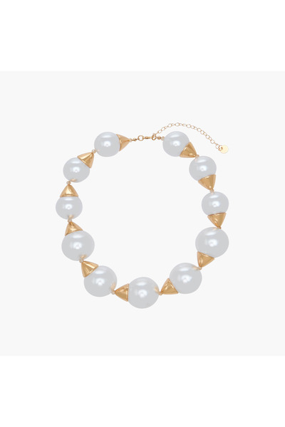 Lifestyle Metal Necklace with Pearl Bead Embellishment
