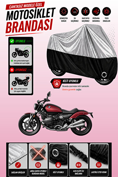 Cemku Twin غطاء محرك متوافق مع سيارة BMW R 12 باللون الرمادي من الأعلى والأسو...