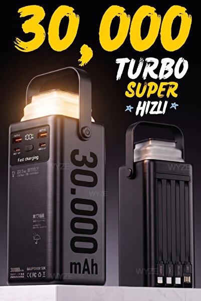 30,000 mAh 22.5W/PD Fast Charging Portable Powerbank with Self Wired and Charging Indicator