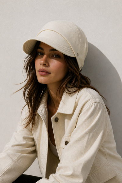 HatClub Exclusive Kadın Krem Şapka Yazlık Terletmez Kumaş, Ayarlanabilir Toka...
