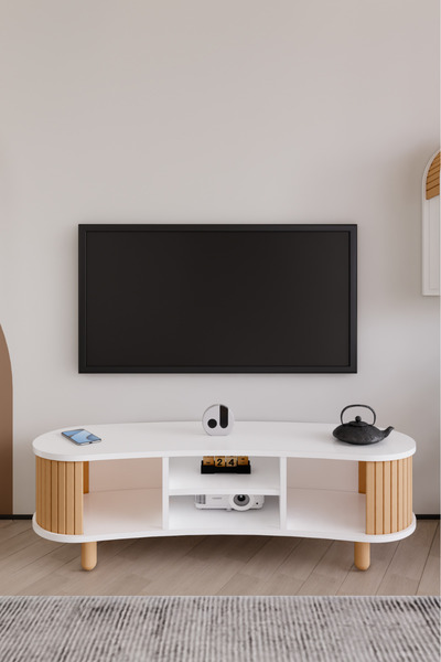 weltwood Tokyo Tv Ünitesi Mdf, Kayın Cilalı Çıta, Bohem Stil, Modern, Dayanık...