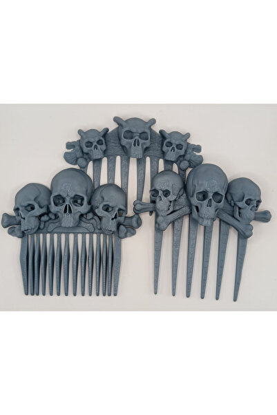 DU&ER 💀   Pieptene de păr cu design craniu – Accesoriu de păr în stil gotic