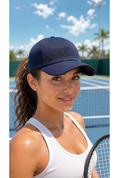 BALIENTE Navy Blue Cotton Mesh Cap Tenisci Women's Hat