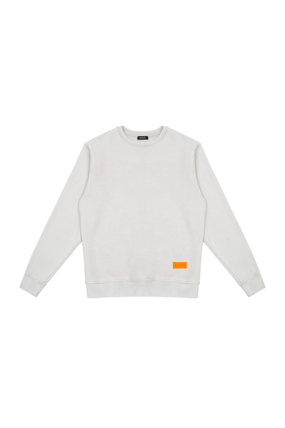 Pamuklu Bisiklet Yaka Erkek Sweatshirt Regular Taş