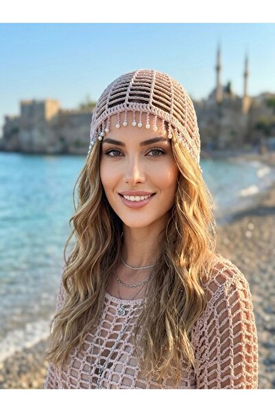 euro click İncili Örgü Deniz Bonesi Kadın Yazlık Bohem Şapka