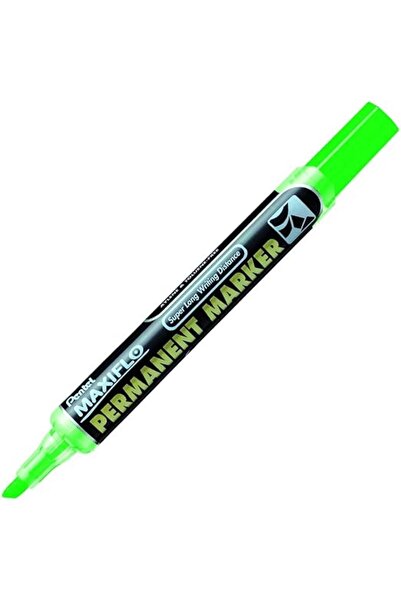 Pentel قلم تحديد دائم ماكسيفلو مع مضخة حبر تعمل بالضغط ورأس إزميل - أخضر - عب...