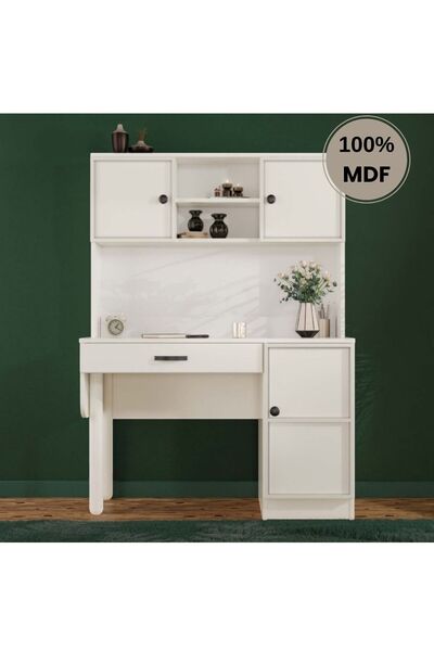 comiet Zambak Mdf Kitaplıklı Dolaplı Çalışma Masası