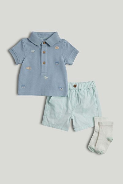 MOTHERCARE طقم مكون من قميص بولو وشورت وجوارب