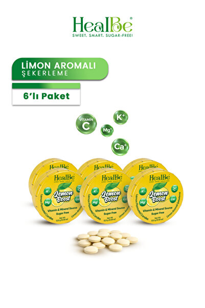 Şekersiz Şekerleme | 6 ADET, Limon Aromalı, Vitamin ve Mineral Destekli