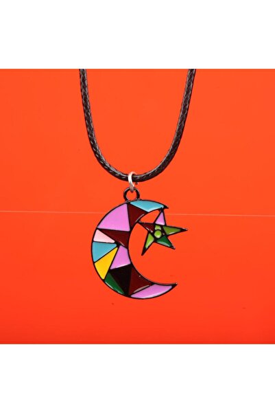 Munels Mineli Moon Star Model Leather String Necklace
