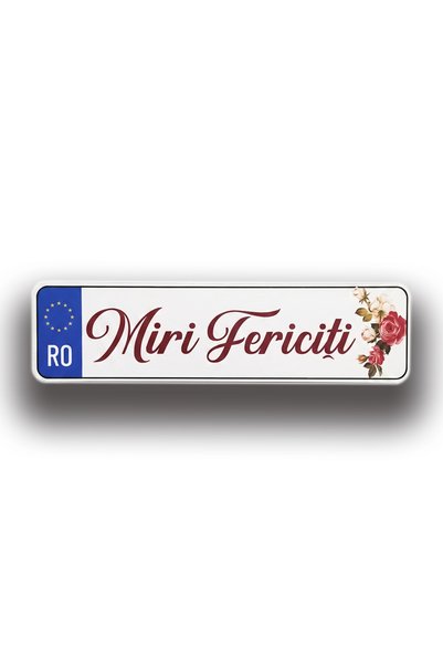 Bello Carino High quality decoration products Set 2 bucăți – Plăcuțe "Just Married" pentru mașină, " Miri Fericiți " , 52x12 cm