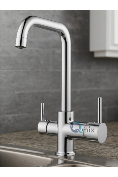 QMİX Aritmali Brass Body Modern Design Luxury Kitchen Sink Faucet Chrome Color