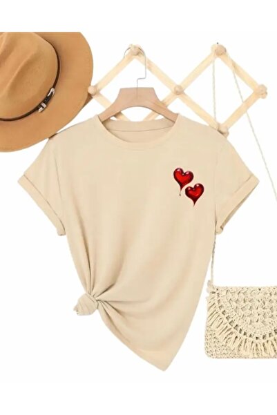 NIGRUM PARDUS Plus Size New Season Double Red Heart Printed 100% Cotton Women...
