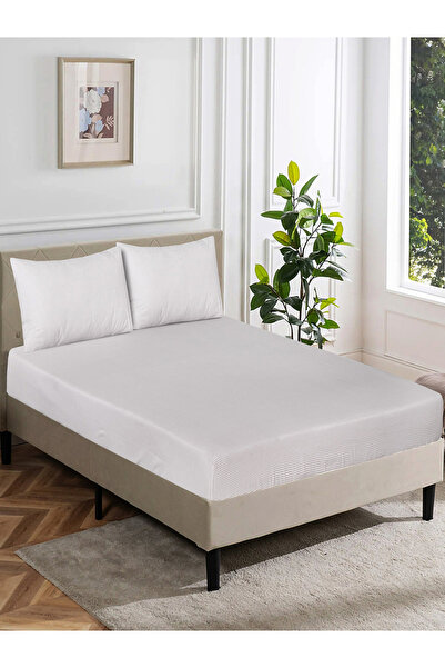 Cannon 3-Piece Fitted Sheet King Set Wide Stripe Grey 100% Cotton